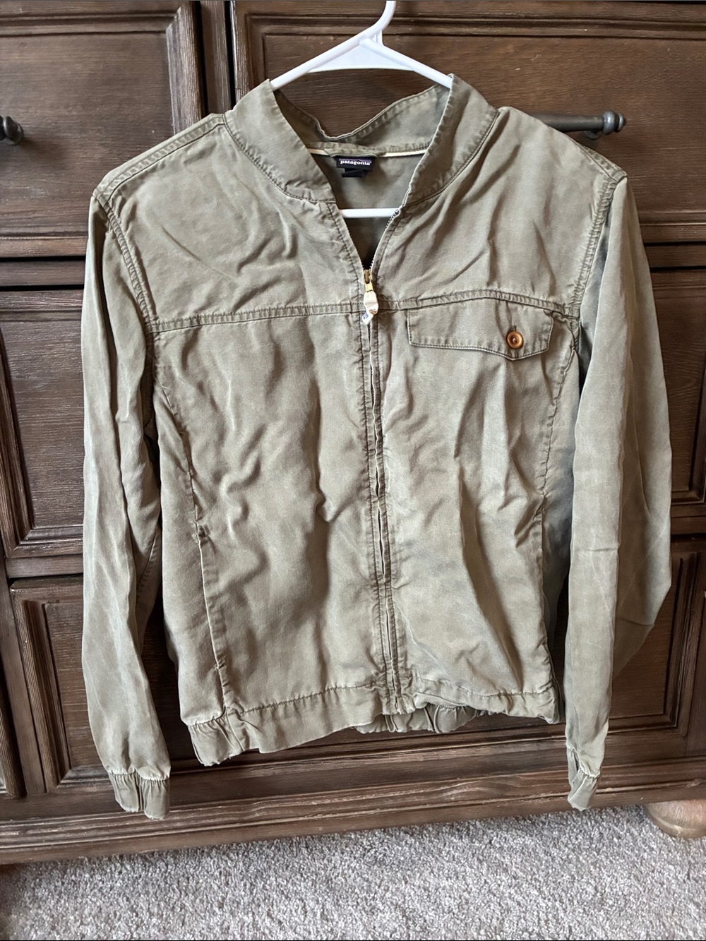 Patagonia Olive Green Zip-Front Utility Jacket